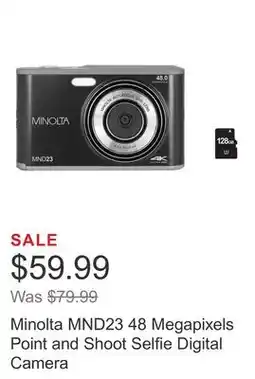 Costco Minolta MND23 48 Megapixels Point and Shoot Selfie Digital Camera offer