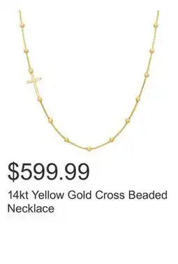 Costco 14kt Yellow Gold Cross Beaded Necklace offer