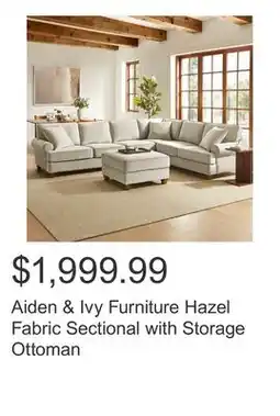 Costco Aiden & Ivy Furniture Hazel Fabric Sectional with Storage Ottoman offer