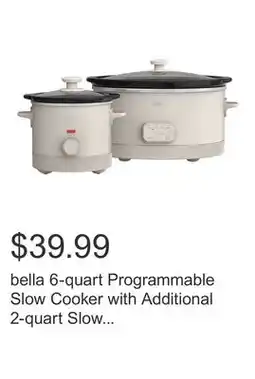 Costco bella 6-quart Programmable Slow Cooker with Additional 2-quart Slow Cooker Set offer