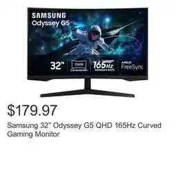 Costco Samsung 32 Odyssey G5 QHD 165Hz Curved Gaming Monitor offer