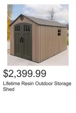 Costco Lifetime Resin Outdoor Storage Shed offer
