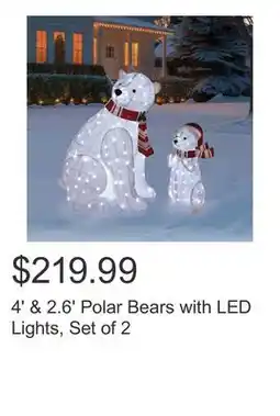 Costco 4' & 2.6' Polar Bears with LED Lights, Set of 2 offer