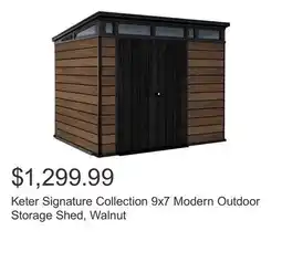 Costco Keter Signature Collection 9x7 Modern Outdoor Storage Shed, Walnut offer