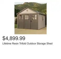Costco Lifetime Resin Trifold Outdoor Storage Shed offer