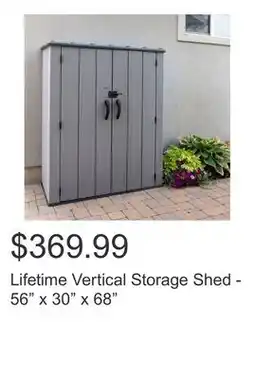 Costco Lifetime Vertical Storage Shed - 56 x 30 x 68 offer