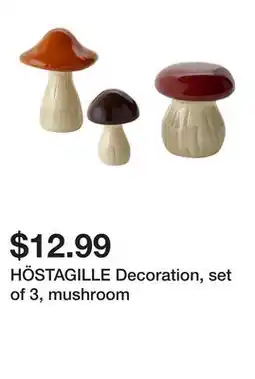 Ikea HÖSTAGILLE Decoration, set of 3, mushroom offer