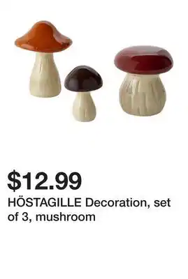 Ikea HÖSTAGILLE Decoration, set of 3, mushroom offer