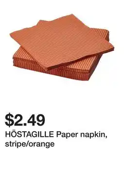 Ikea HÖSTAGILLE Paper napkin, stripe/orange offer