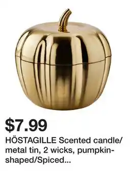 Ikea HÖSTAGILLE Scented candle/metal tin, 2 wicks, pumpkin-shaped/Spiced pumpkin gold offer