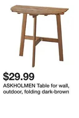 Ikea ASKHOLMEN Table for wall, outdoor, folding dark-brown offer