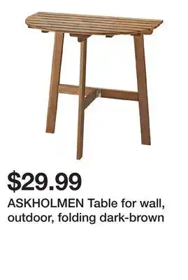 Ikea ASKHOLMEN Table for wall, outdoor, folding dark-brown offer