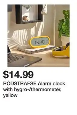 Ikea RÖDSTRÄFSE Alarm clock with hygro-/thermometer, yellow offer