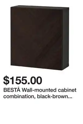 Ikea BESTÅ Wall-mounted cabinet combination, black-brown Hedeviken/dark-brown stained oak veneer offer
