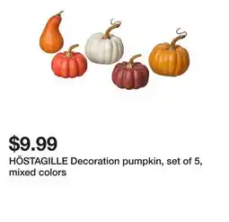 Ikea HÖSTAGILLE Decoration pumpkin, set of 5, mixed colors offer