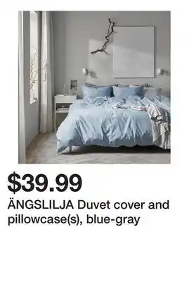 Ikea ÄNGSLILJA Duvet cover and pillowcase(s), blue-gray offer