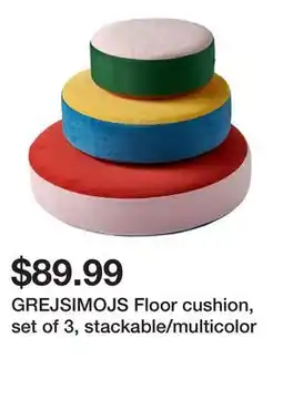 Ikea GREJSIMOJS Floor cushion, set of 3, stackable/multicolor offer
