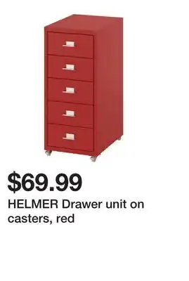 Ikea HELMER Drawer unit on casters, red offer