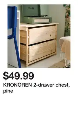 Ikea KRONÖREN 2-drawer chest, pine offer