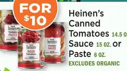 Heinen's Heinen's Canned Tomatoes Sauce or Paste offer