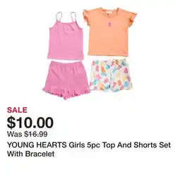 Marshalls YOUNG HEARTS Girls 5pc Top And Shorts Set With Bracelet offer