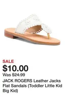 Marshalls JACK ROGERS Leather Jacks Flat Sandals (Toddler Little Kid Big Kid) offer