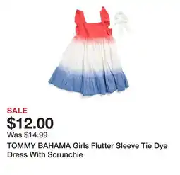 Marshalls TOMMY BAHAMA Girls Flutter Sleeve Tie Dye Dress With Scrunchie offer