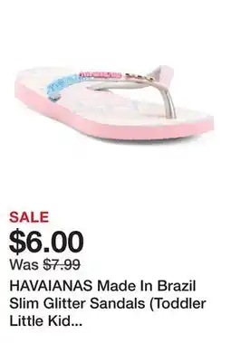 Marshalls HAVAIANAS Made In Brazil Slim Glitter Sandals (Toddler Little Kid Big Kid) offer