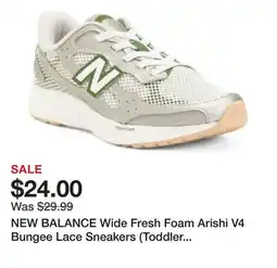 Marshalls NEW BALANCE Wide Fresh Foam Arishi V4 Bungee Lace Sneakers (Toddler Little Kid) offer