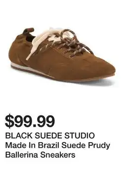 Marshalls BLACK SUEDE STUDIO Made In Brazil Suede Prudy Ballerina Sneakers offer