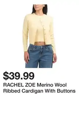Marshalls RACHEL ZOE Merino Wool Ribbed Cardigan With Buttons offer