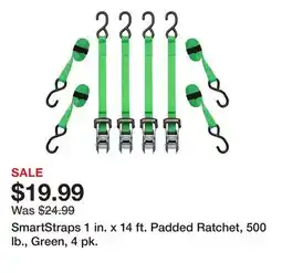 Tractor Supply Company SmartStraps 1 in. x 14 ft. Padded Ratchet, 500 lb., Green, 4 pk offer