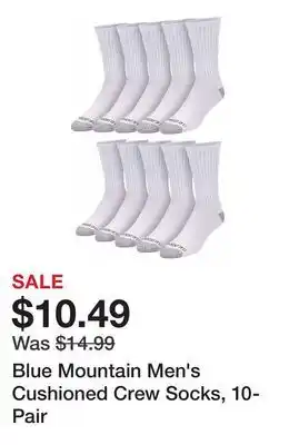 Tractor Supply Company Blue Mountain Men's Cushioned Crew Socks, 10-Pair offer