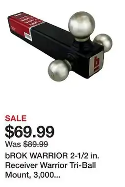 Tractor Supply Company bROK WARRIOR 2-1/2 in. Receiver Warrior Tri-Ball Mount, 3,000 lb./10,000 lb./15,000 lb. Capacity offer