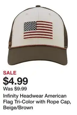 Tractor Supply Company Infinity Headwear American Flag Tri-Color with Rope Cap, Beige/Brown offer