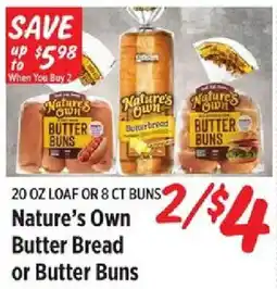 Rouses Nature's Own Butter Bread or Butter Buns offer