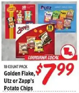 Rouses Golden Flake, Utz or Zapp's Potato Chips offer
