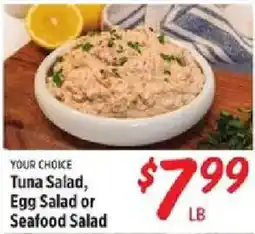 Rouses Your choice tuna salad, egg salad or seafood salad offer