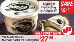 Rouses Wild-caught prestige 36 count sack live gulf oysters offer