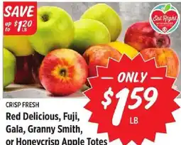 Rouses Crisp Fresh Red Delicious, Fuji, Gala, Granny Smith, or Honeycrisp Apple Totes offer