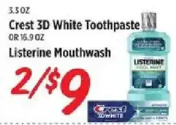Rouses Crest 3d white toothpaste or listerine mouthwash offer
