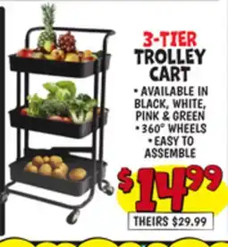 Ollie's 3-TIER TROLLEY CART offer