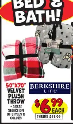 Ollie's BERKSHIRE 50 X 70 VELVET PLUSH THROW offer
