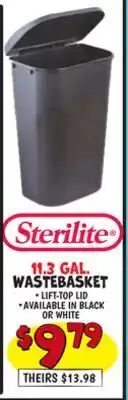 Ollie's STERILITE 11.3 GAL. WASTEBASKET offer