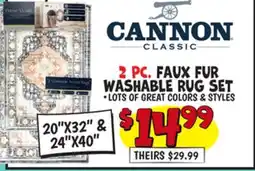 Ollie's 2 PC. FAUX FUR WASHABLE RUG SET offer