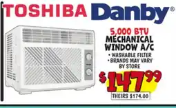 Ollie's TOSHIBA & Danby 5,000 BTU MECHANICAL WINDOW A/C offer