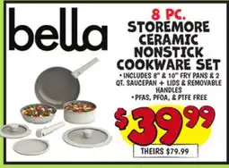 Ollie's BELLA 8 PC. STOREMORE CERAMIC NONSTICK COOKWARE SET offer