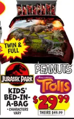 Ollie's PEANUTS TROLLS KIDS' BED-IN-A-BAG offer