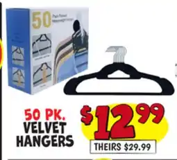 Ollie's 50 PK. VELVET HANGERS offer