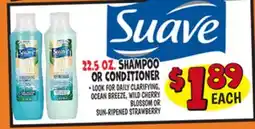 Ollie's SUAVE 22.5 OZ. SHAMPOO OR CONDITIONER offer